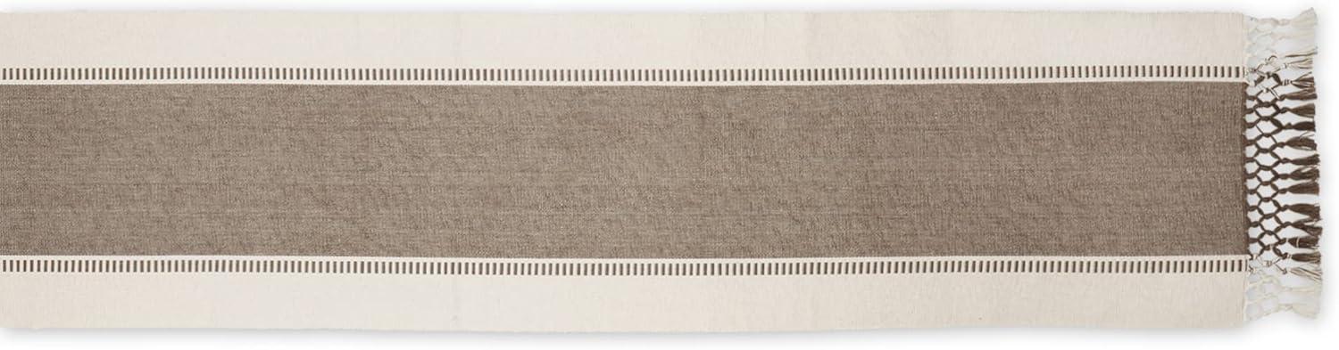 imageDII Dobby Stripe Woven Table Runner 13x108 13x1135 Fringe Included Mineral GrayBrown