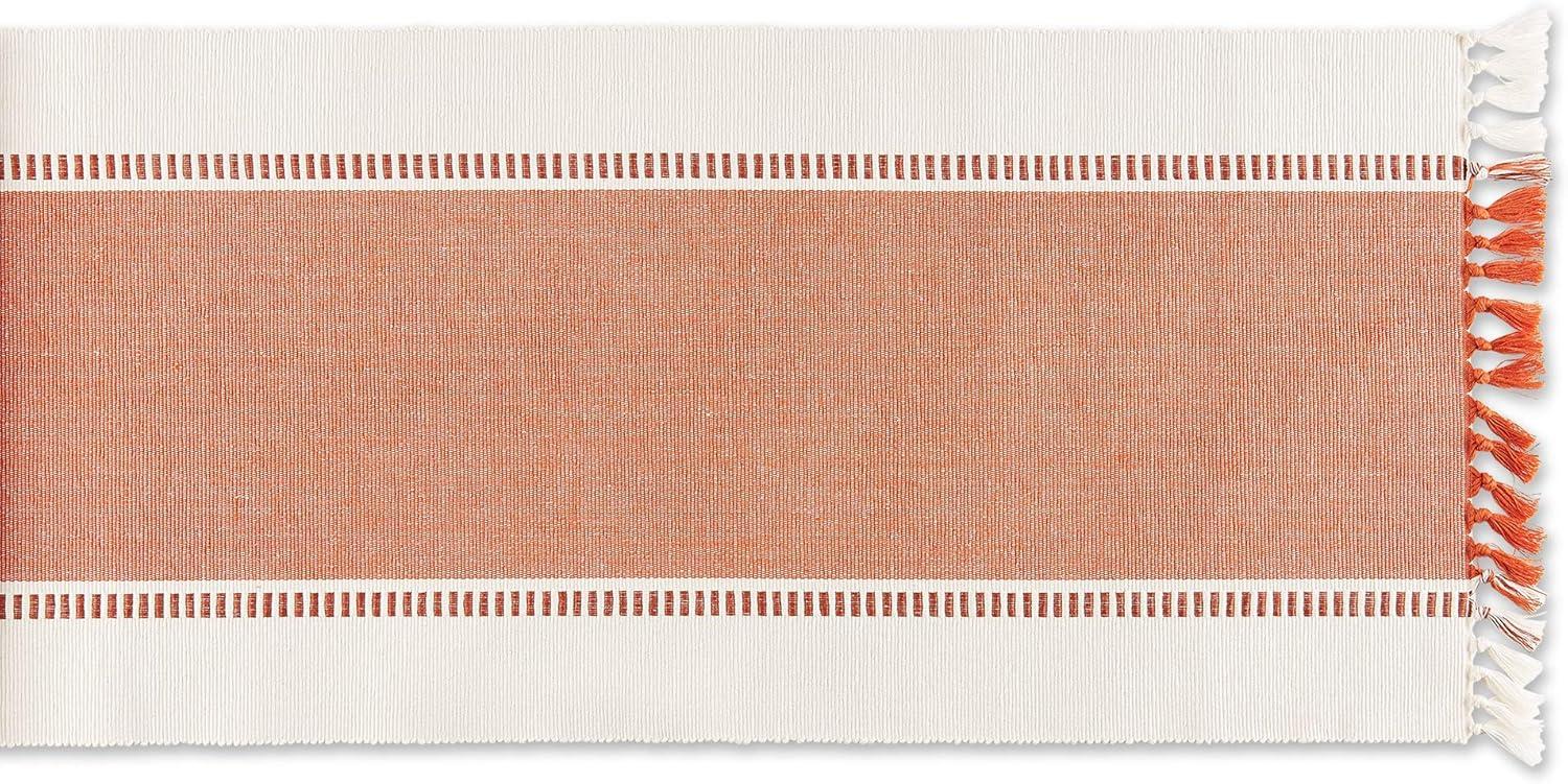 imageDII Dobby Stripe Woven Table Runner 13x108 13x1135 Fringe Included Mineral GrayBurnt Orange