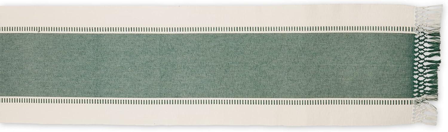 imageDII Dobby Stripe Woven Table Runner 13x108 13x1135 Fringe Included Mineral GrayDark Green