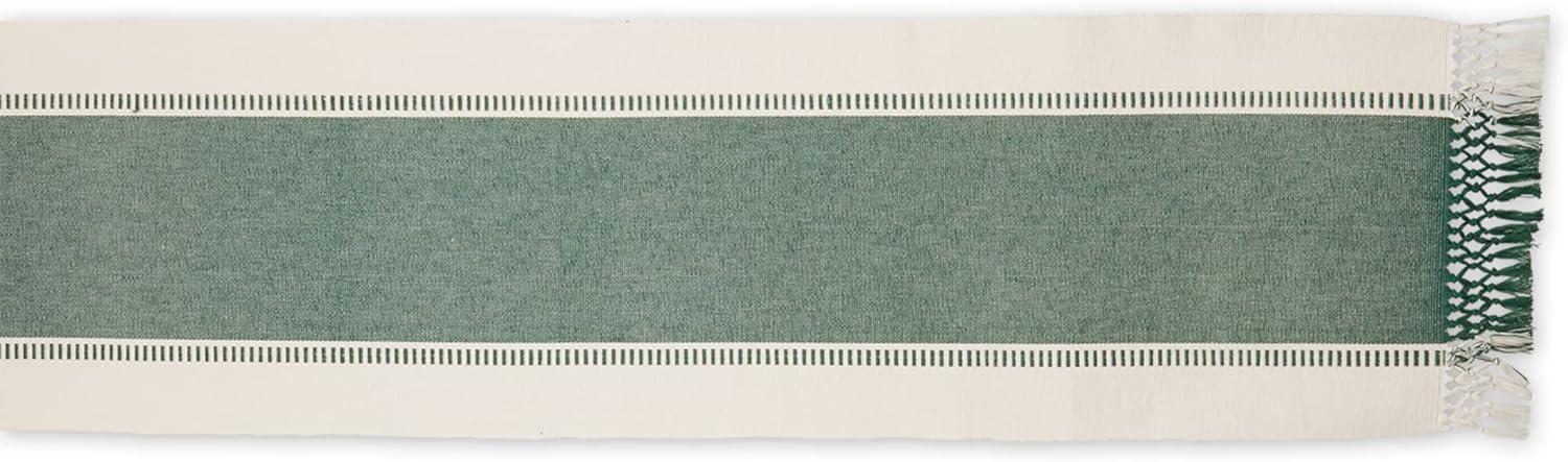 imageDII Dobby Stripe Woven Table Runner 13x108 13x1135 Fringe Included Mineral GrayDark Green