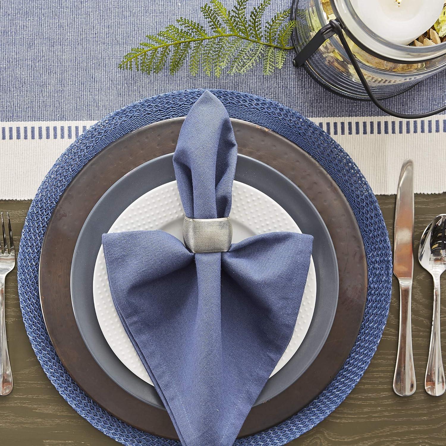 imageDII Dobby Stripe Woven Table Runner 13x108 13x1135 Fringe Included Mineral GrayFrench Blue