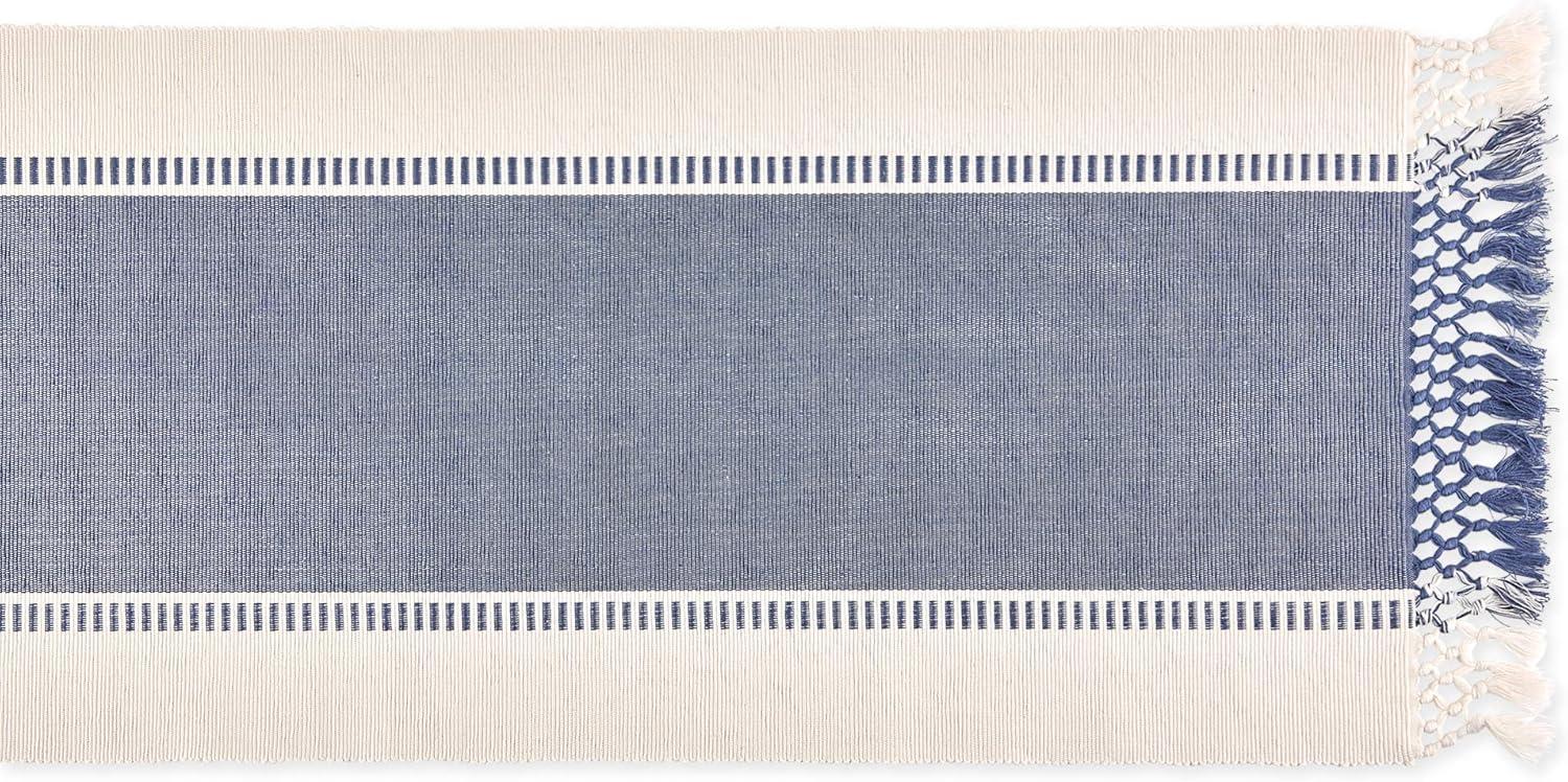 imageDII Dobby Stripe Woven Table Runner 13x108 13x1135 Fringe Included Mineral GrayFrench Blue