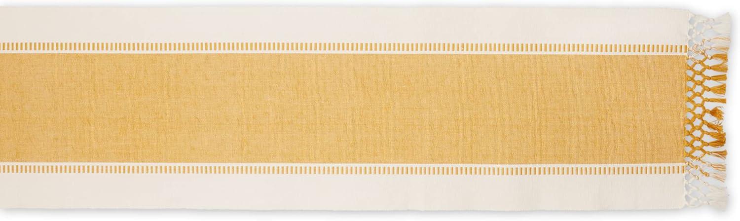 imageDII Dobby Stripe Woven Table Runner 13x108 13x1135 Fringe Included Mineral GrayHoney Gold
