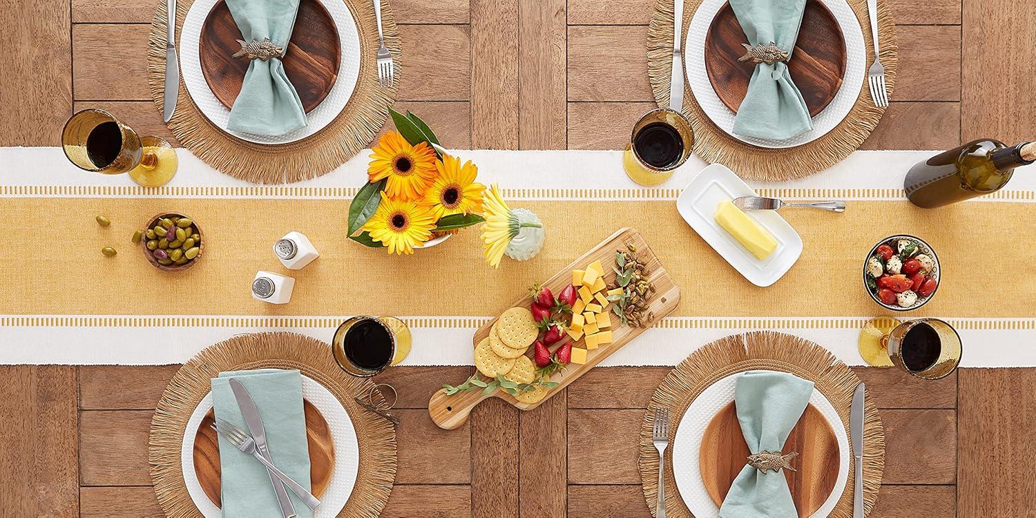 imageDII Dobby Stripe Woven Table Runner 13x108 13x1135 Fringe Included Mineral GrayHoney Gold
