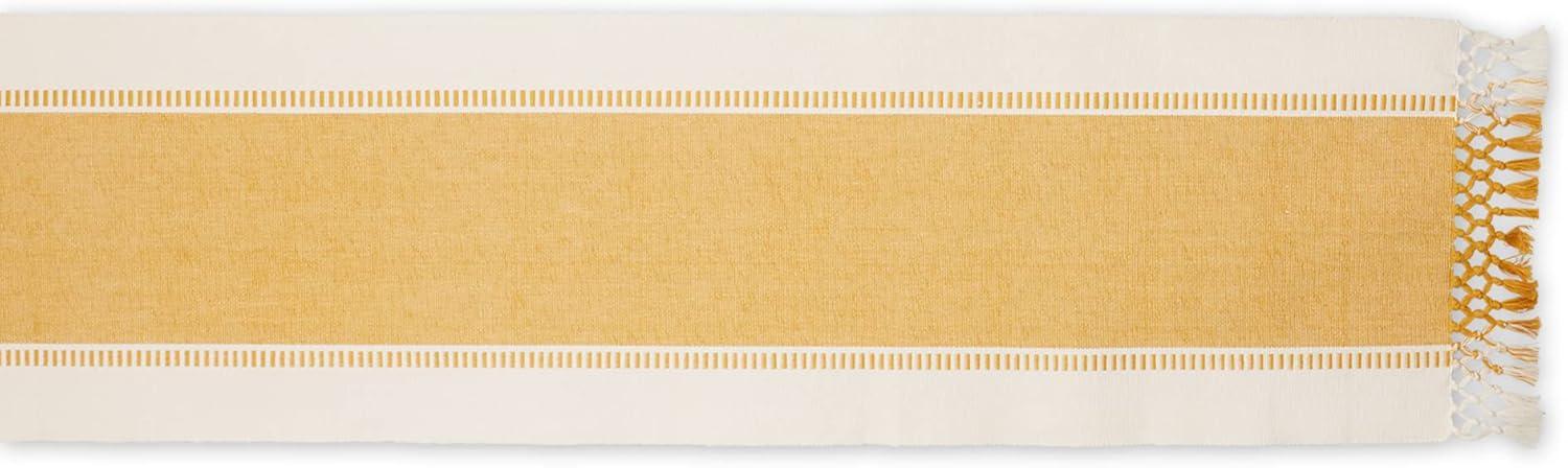 imageDII Dobby Stripe Woven Table Runner 13x108 13x1135 Fringe Included Mineral GrayHoney Gold