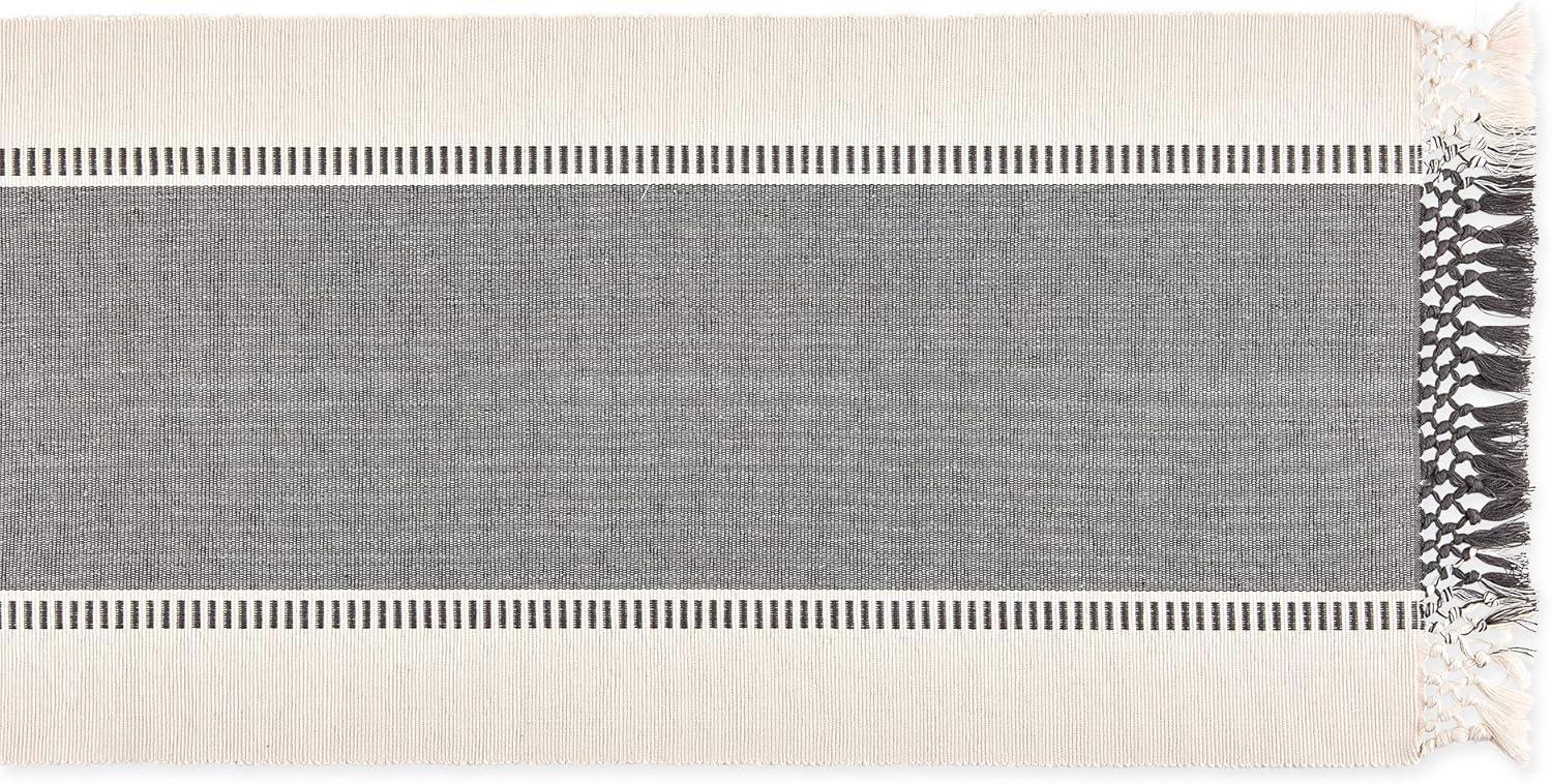 imageDII Dobby Stripe Woven Table Runner 13x108 13x1135 Fringe Included Mineral GrayMineral Gray