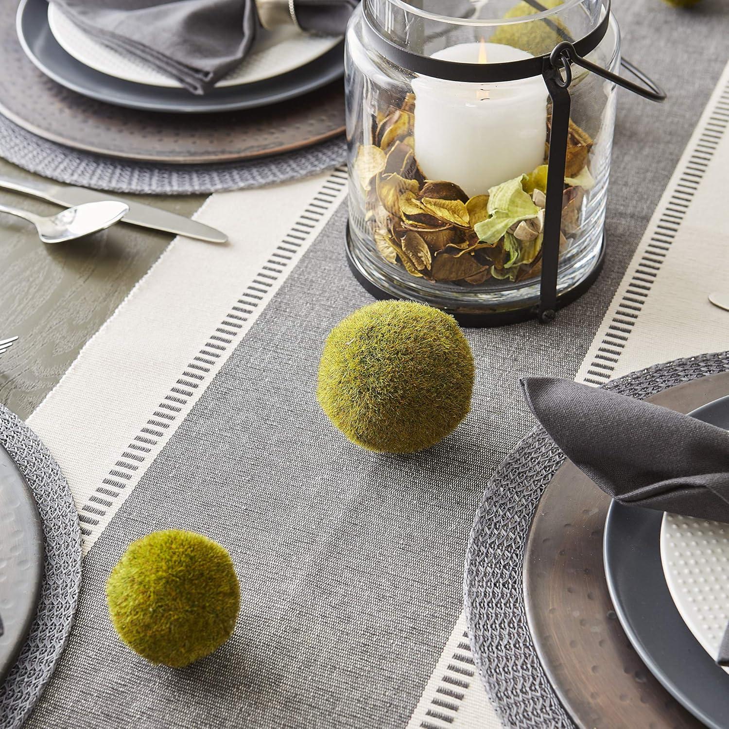 imageDII Dobby Stripe Woven Table Runner 13x108 13x1135 Fringe Included Mineral GrayMineral Gray