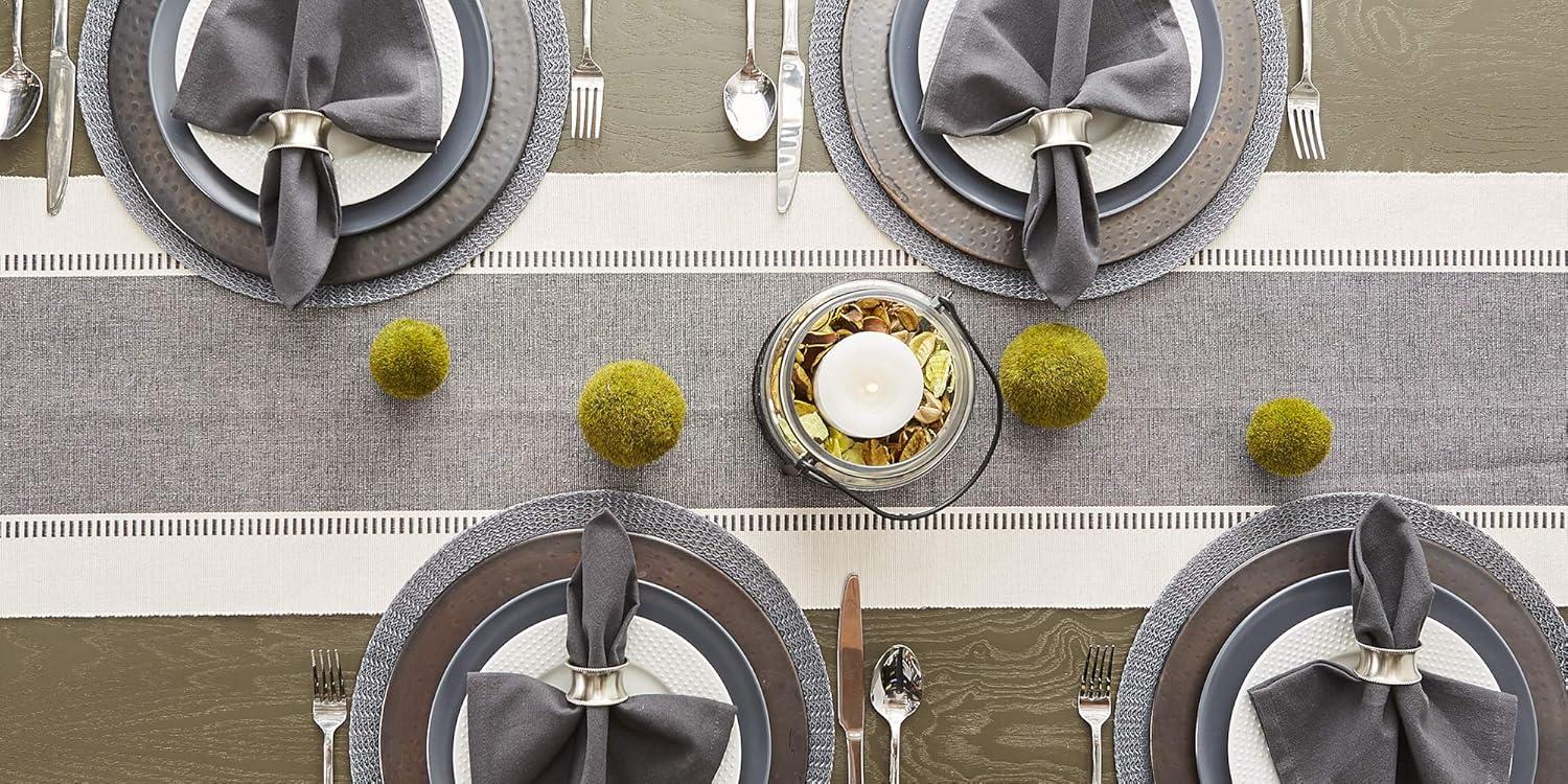 imageDII Dobby Stripe Woven Table Runner 13x108 13x1135 Fringe Included Mineral GrayMineral Gray