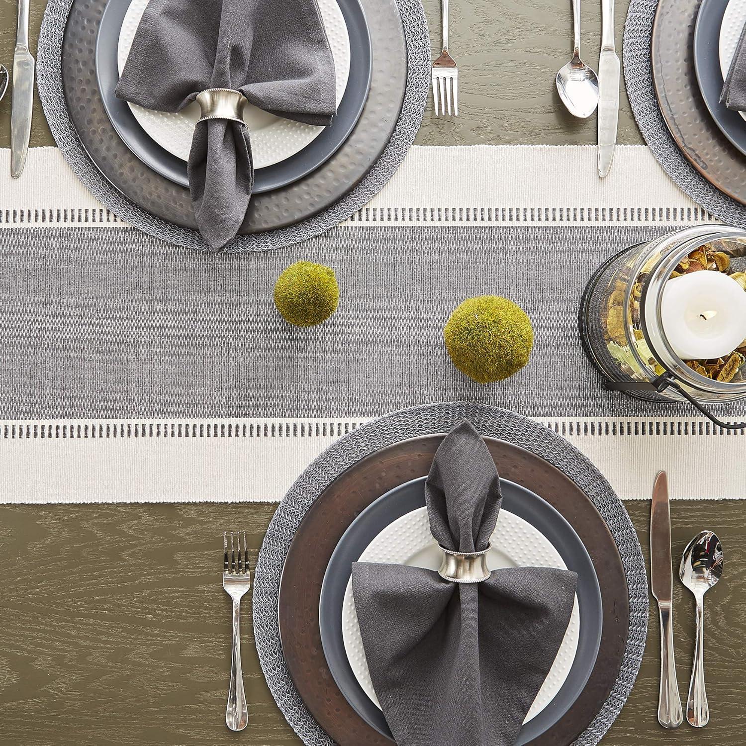 imageDII Dobby Stripe Woven Table Runner 13x108 13x1135 Fringe Included Mineral GrayMineral Gray