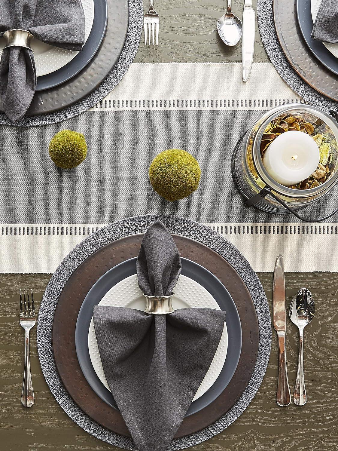 imageDII Dobby Stripe Woven Table Runner 13x108 13x1135 Fringe Included Mineral GrayMineral Gray
