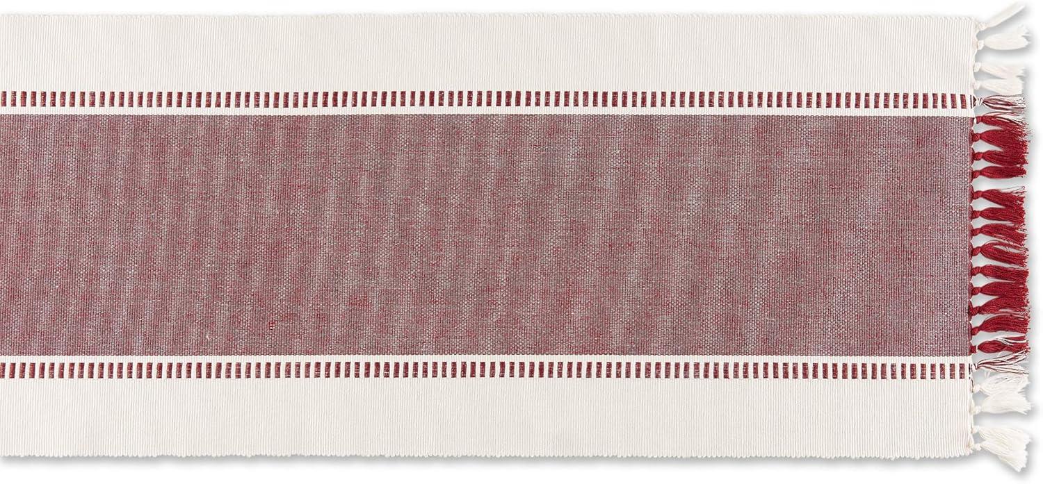 imageDII Dobby Stripe Woven Table Runner 13x108 13x1135 Fringe Included Mineral GrayRedwood