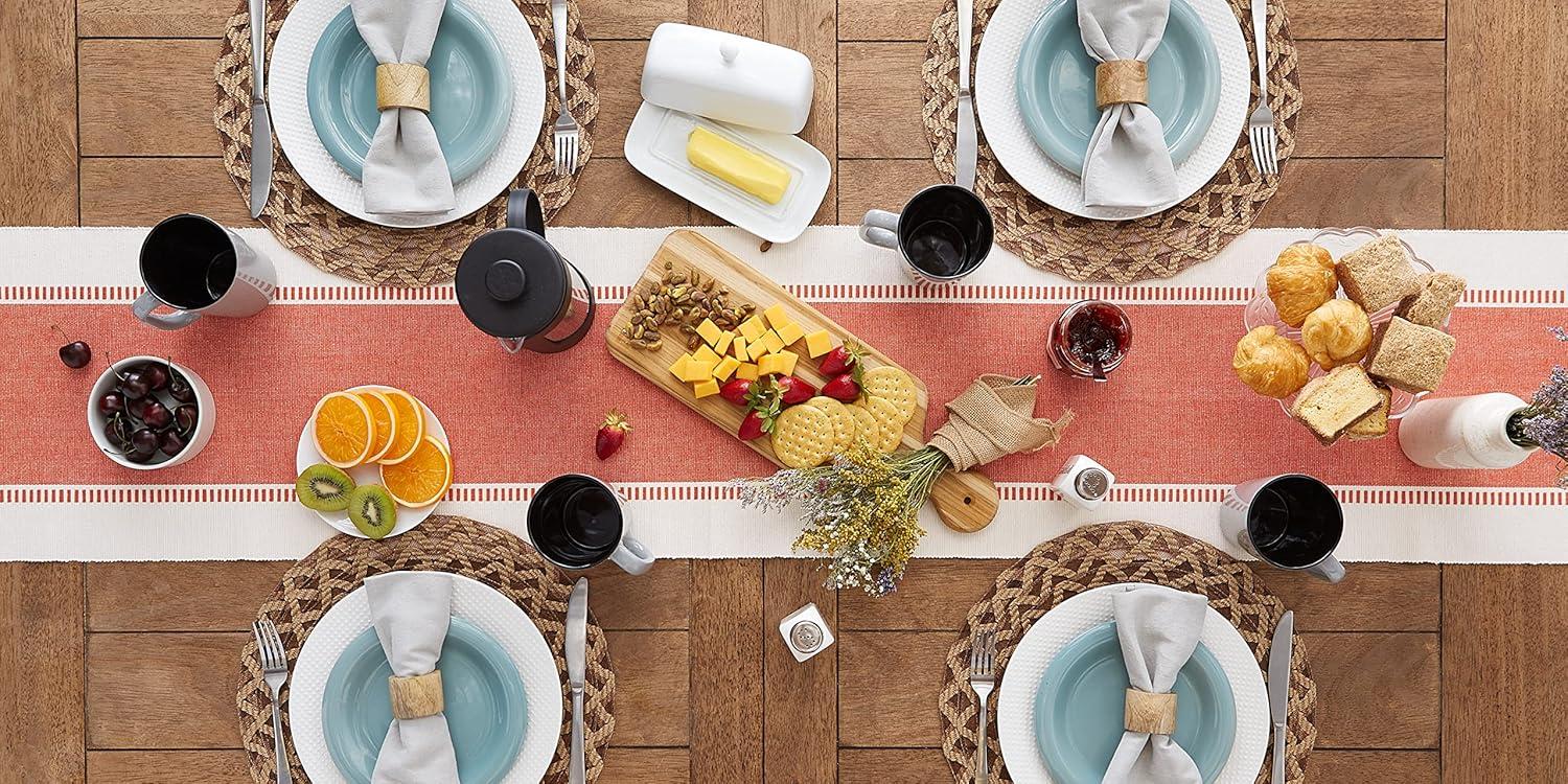 imageDII Dobby Stripe Woven Table Runner 13x108 13x1135 Fringe Included Mineral GraySpice