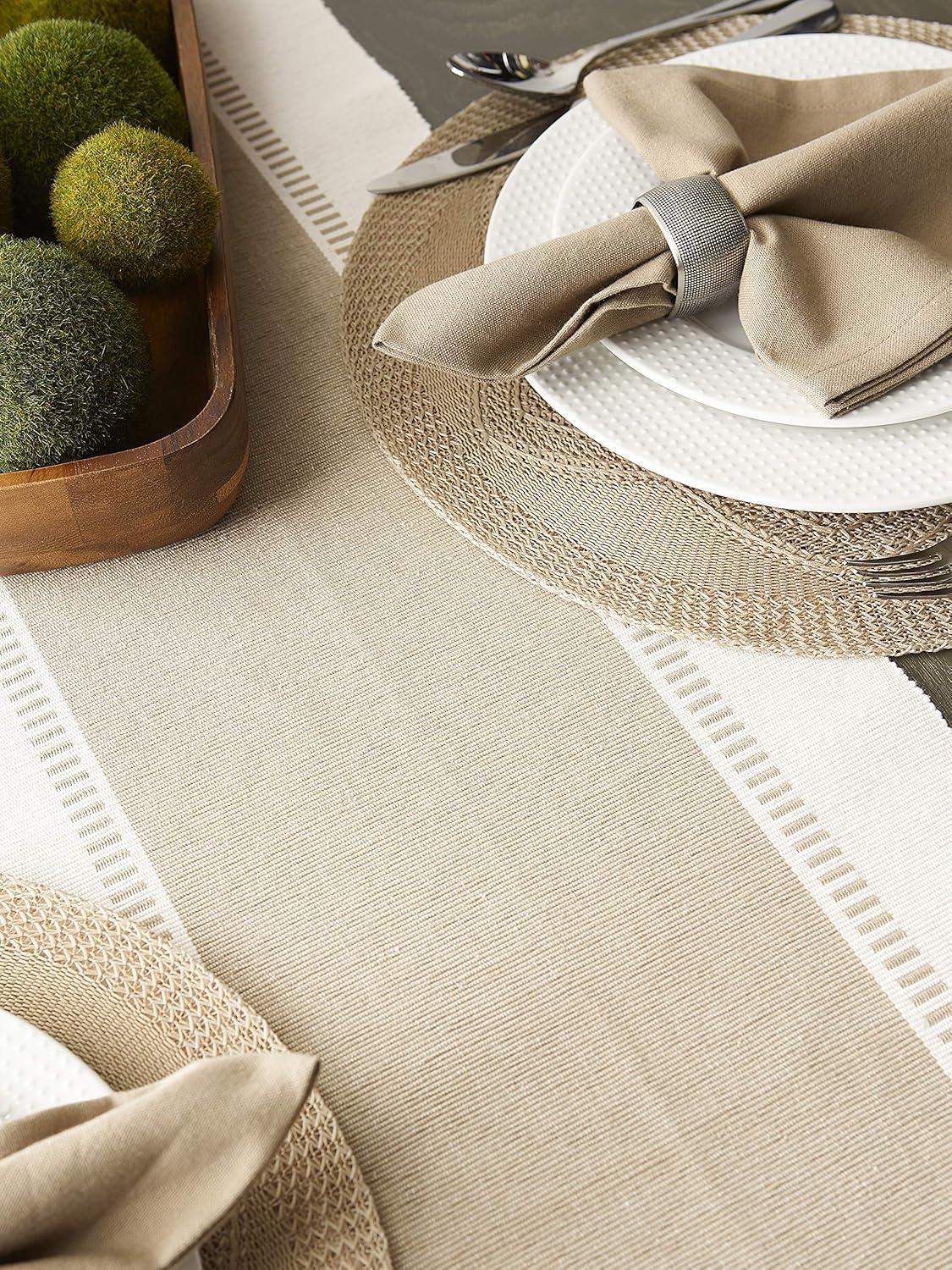 imageDII Dobby Stripe Woven Table Runner 13x108 13x1135 Fringe Included Mineral GrayStone Brown