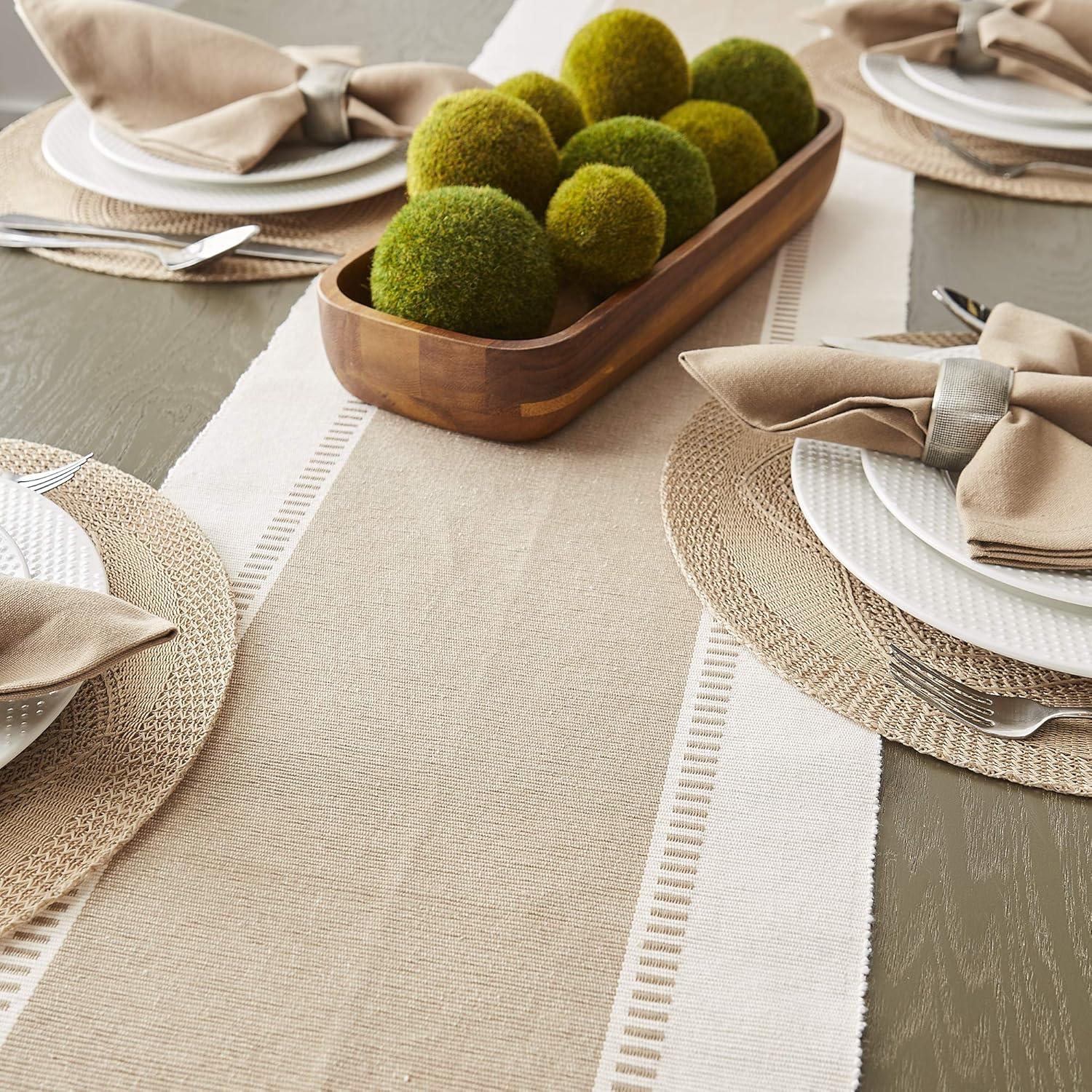 imageDII Dobby Stripe Woven Table Runner 13x108 13x1135 Fringe Included Mineral GrayStone Brown