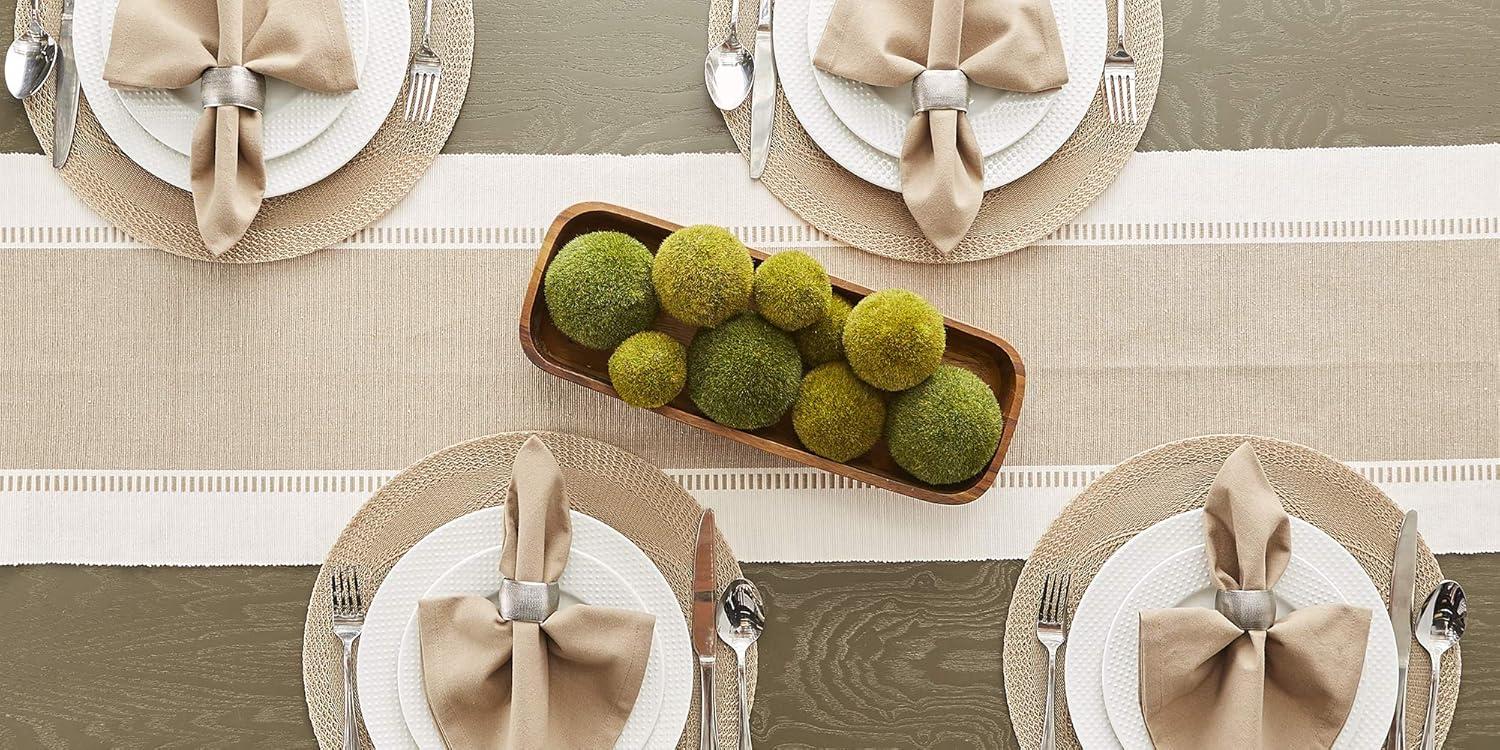 imageDII Dobby Stripe Woven Table Runner 13x108 13x1135 Fringe Included Mineral GrayStone Brown