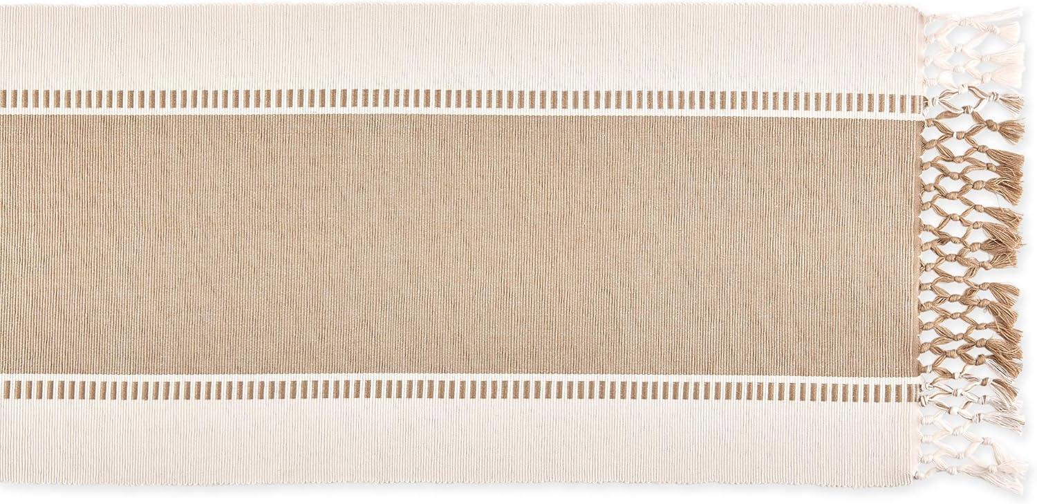 imageDII Dobby Stripe Woven Table Runner 13x108 13x1135 Fringe Included Mineral GrayStone Brown