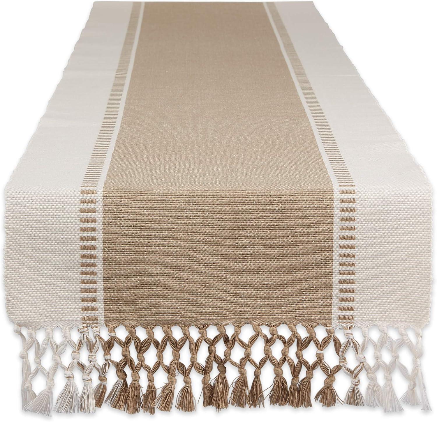 imageDII Dobby Stripe Woven Table Runner 13x108 13x1135 Fringe Included Mineral GrayStone Brown