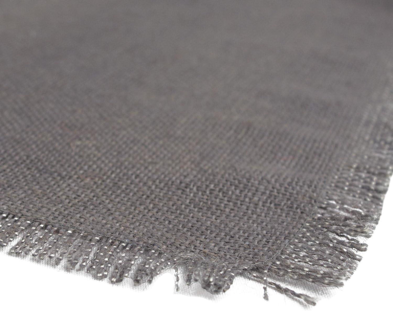 imageDII Jute Burlap Collection Kitchen Tabletop Table Runner 14x72 Double Border Barn RedSolid Gray