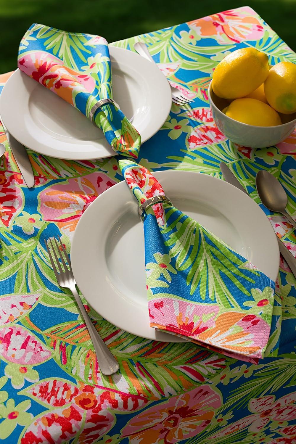 imageDII Summer Floral Outdoor Tabletop Collection Stain Resistant ampamp Waterproof 60quot Round wZipper Floral60 x 84 in wZipper