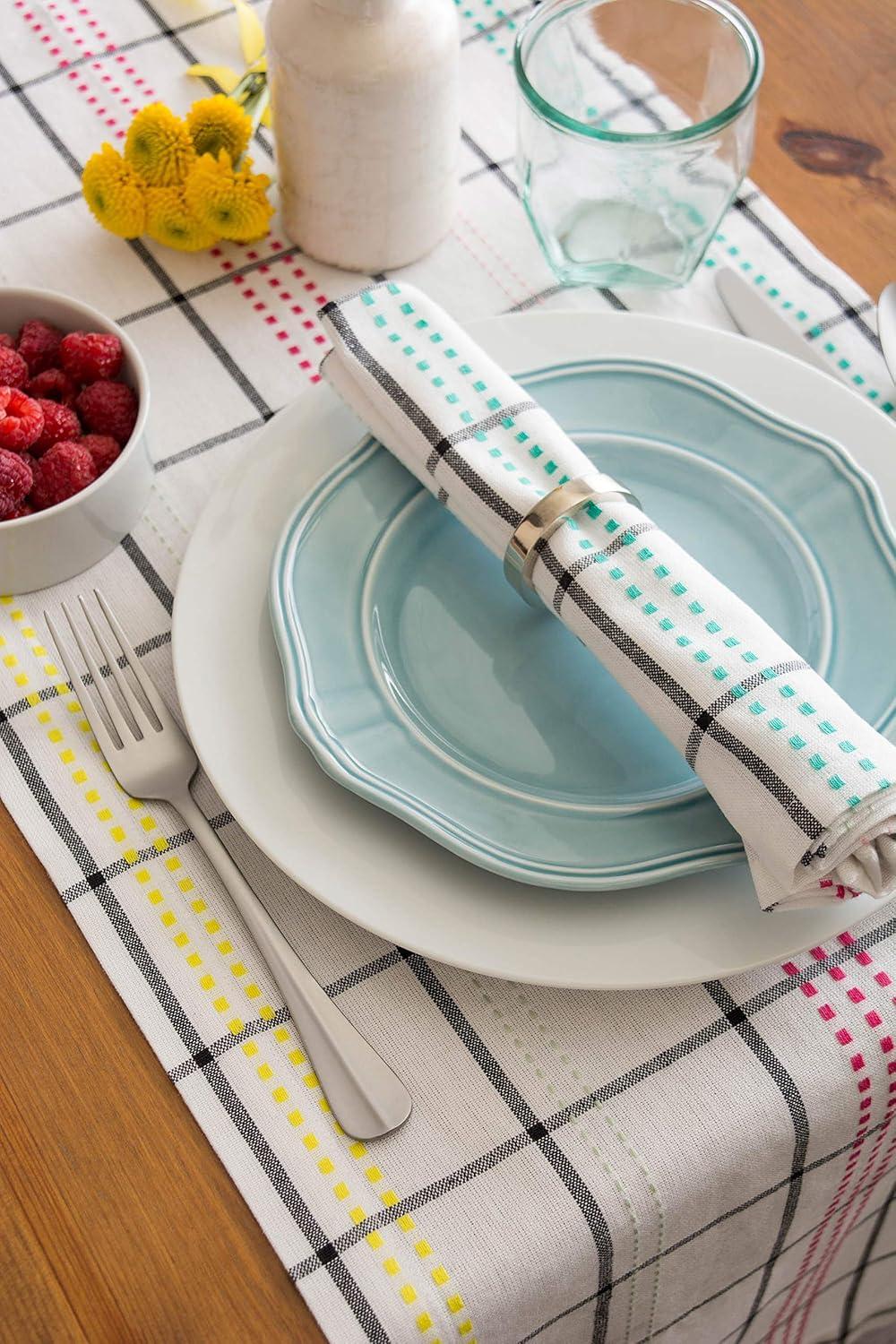 imageDII Table Top Dcor Collection Spring ampamp Summer Table Runner 14x72 Porto Stripe PrintColor Pop Plaid