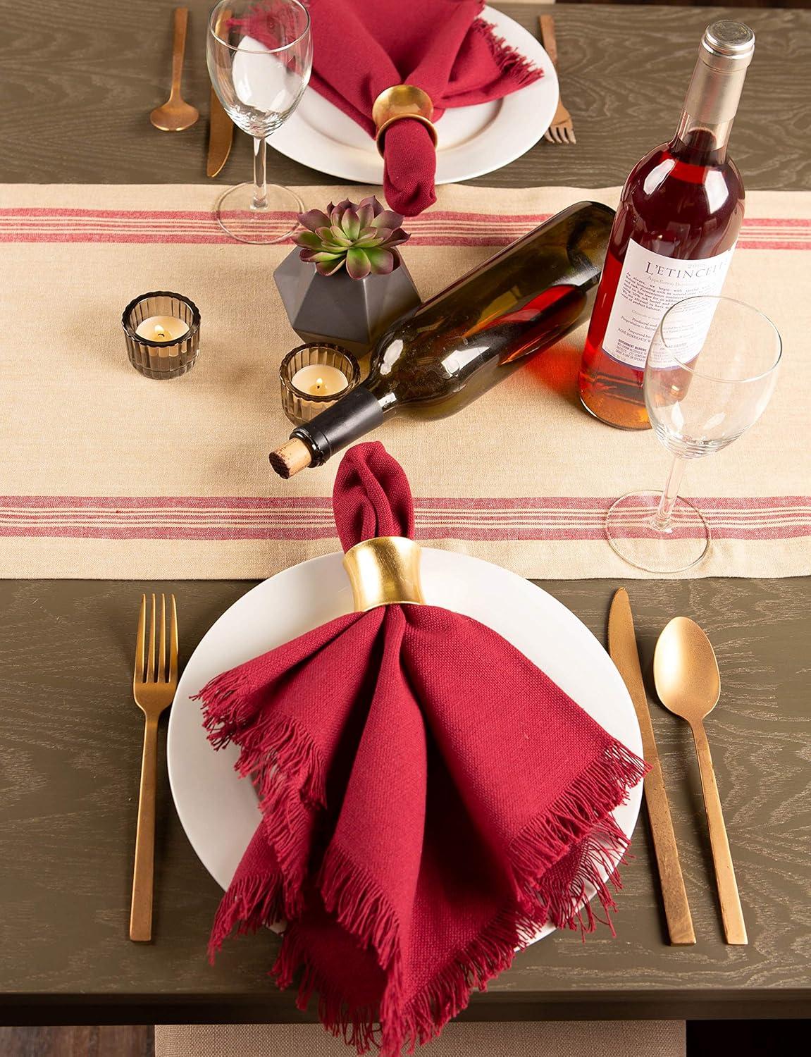 imageDII Table Top Dcor Collection Spring ampamp Summer Table Runner 14x72 Porto Stripe PrintWine  Sunshine