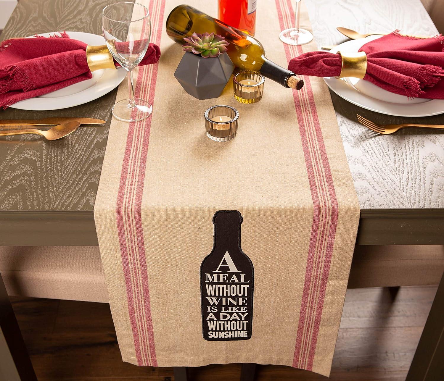 imageDII Table Top Dcor Collection Spring ampamp Summer Table Runner 14x72 Porto Stripe PrintWine  Sunshine