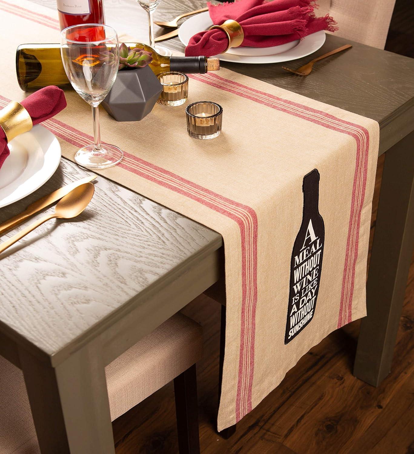 imageDII Table Top Dcor Collection Spring ampamp Summer Table Runner 14x72 Porto Stripe PrintWine  Sunshine