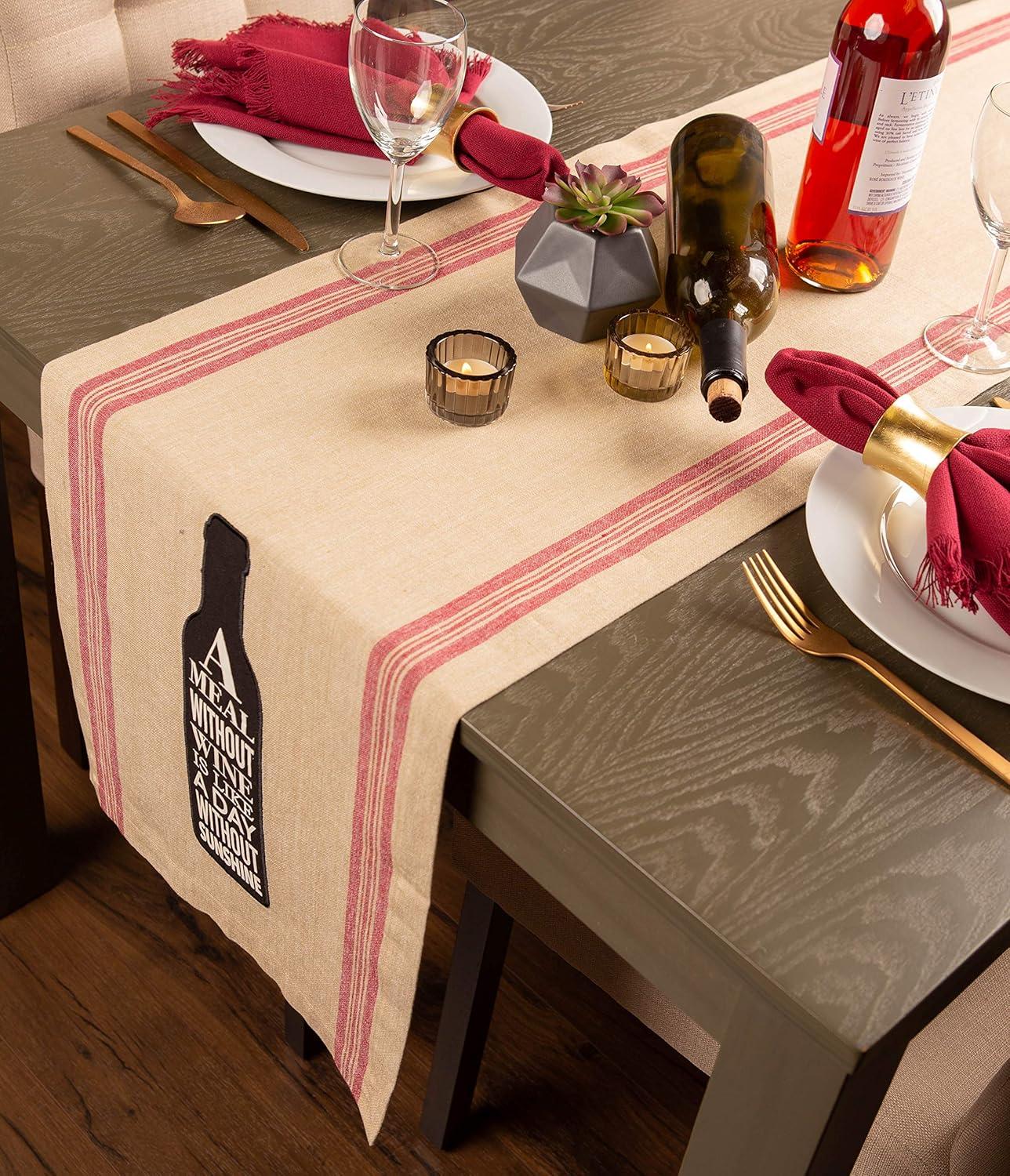 imageDII Table Top Dcor Collection Spring ampamp Summer Table Runner 14x72 Porto Stripe PrintWine  Sunshine