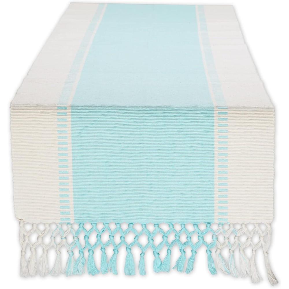imageDII Dobby Stripe Woven Table Runner 13x108 13x1135 Fringe Included Mineral GrayAqua
