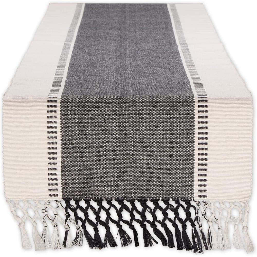 imageDII Dobby Stripe Woven Table Runner 13x108 13x1135 Fringe Included Mineral GrayBlack