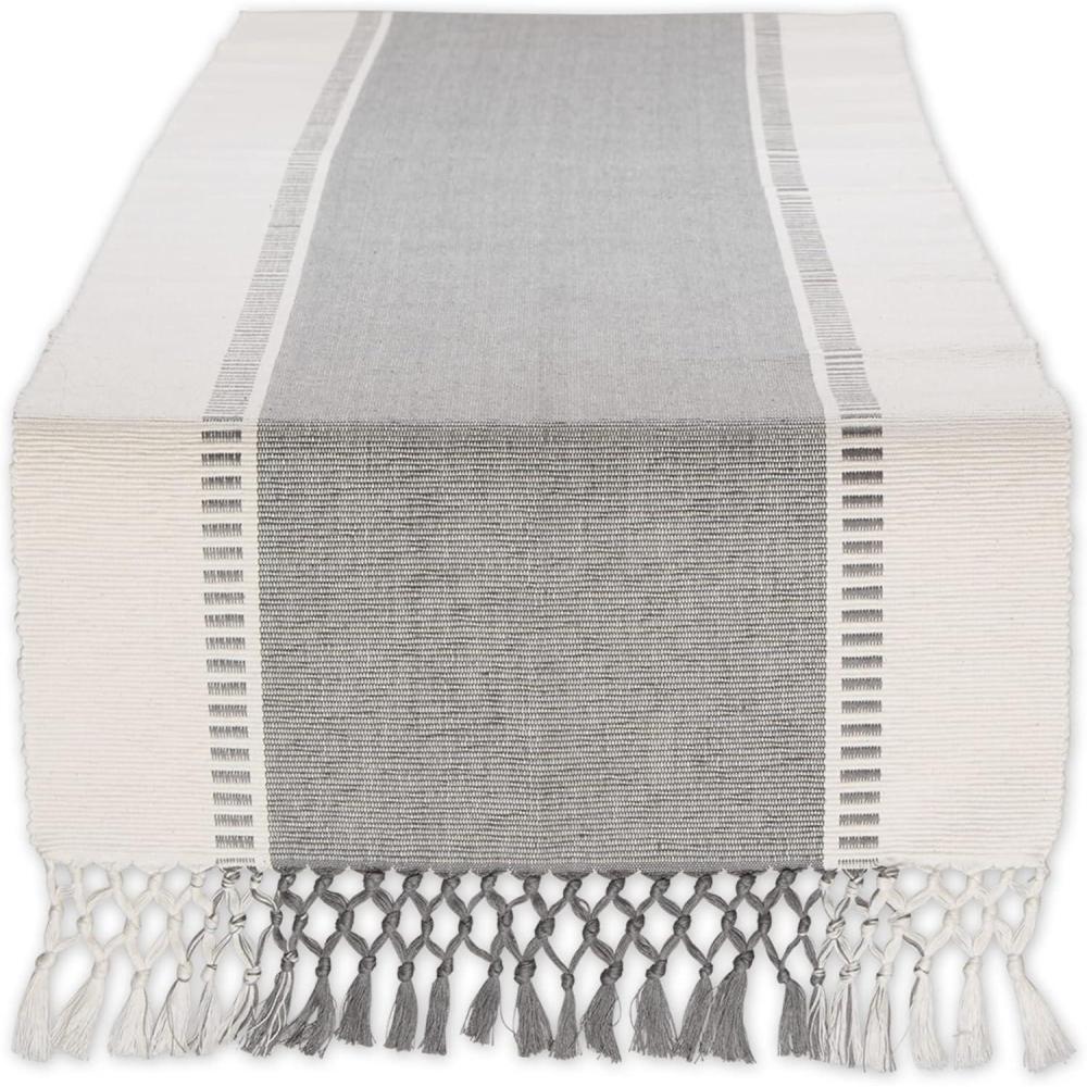 imageDII Dobby Stripe Woven Table Runner 13x108 13x1135 Fringe Included Mineral GrayCool Gray