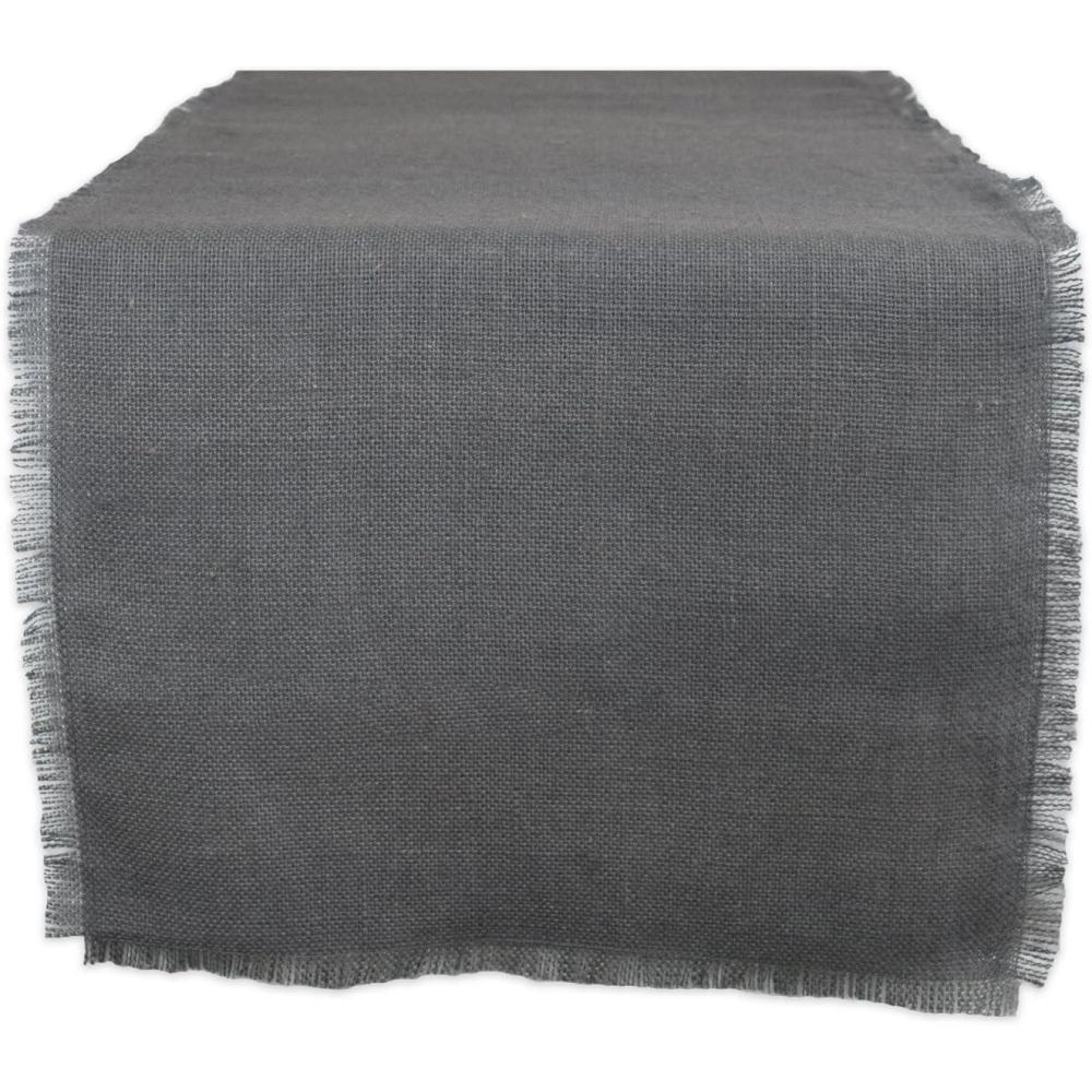 imageDII Jute Burlap Collection Kitchen Tabletop Table Runner 14x72 Double Border Barn RedSolid Gray