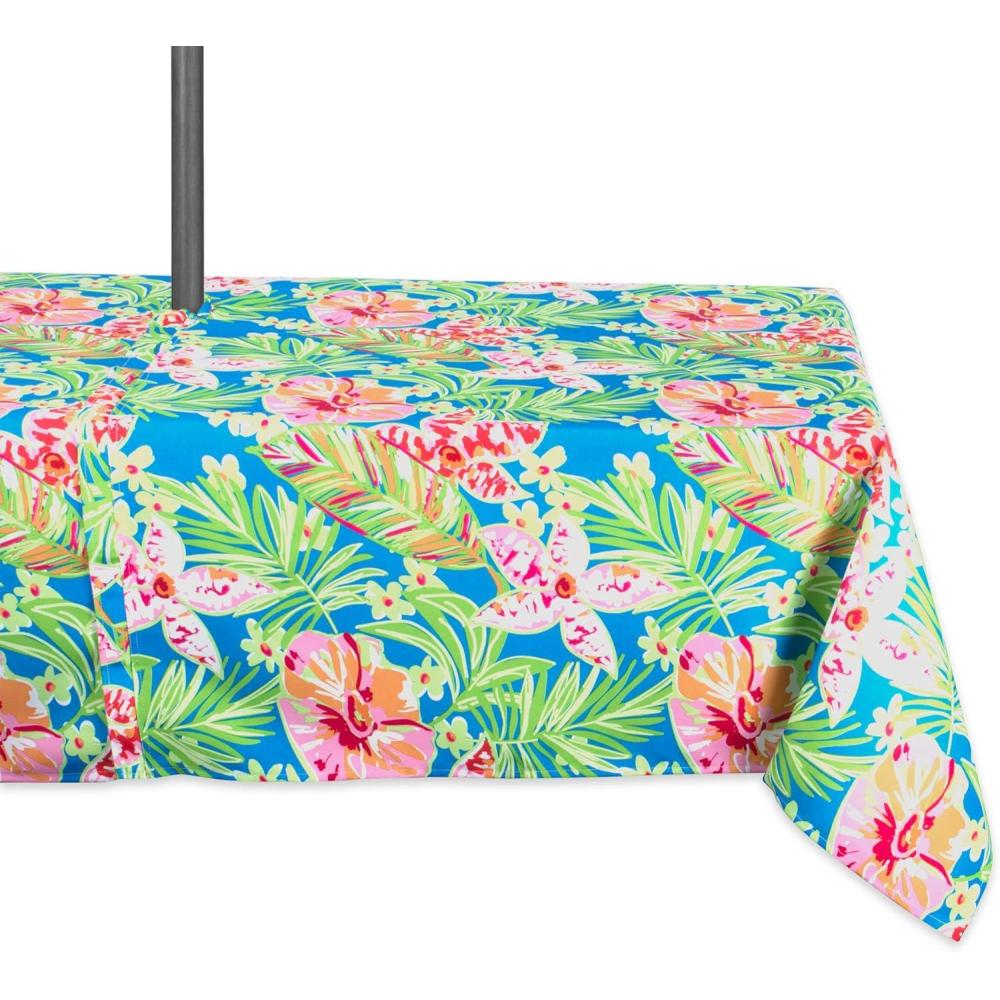 imageDII Summer Floral Outdoor Tabletop Collection Stain Resistant ampamp Waterproof 60quot Round wZipper Floral60 x 84 in wZipper