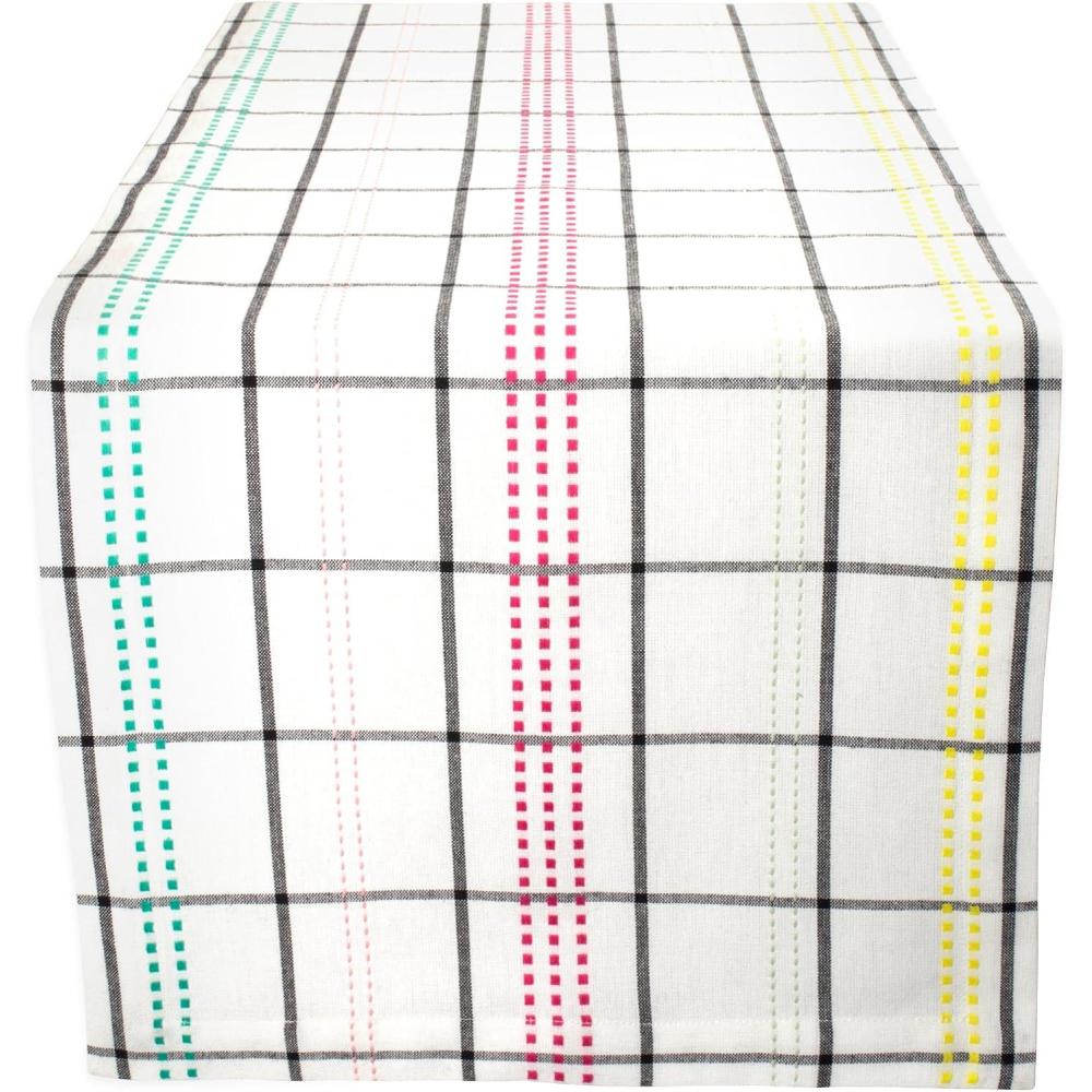 imageDII Table Top Dcor Collection Spring ampamp Summer Table Runner 14x72 Porto Stripe PrintColor Pop Plaid