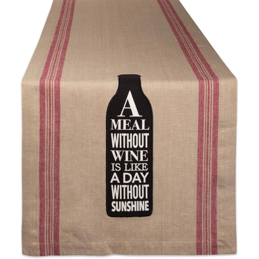 imageDII Table Top Dcor Collection Spring ampamp Summer Table Runner 14x72 Porto Stripe PrintWine  Sunshine