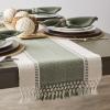 imageDII Dobby Stripe Woven Table Runner 13x108 13x1135 Fringe Included Mineral GrayArtichoke Green