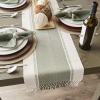 imageDII Dobby Stripe Woven Table Runner 13x108 13x1135 Fringe Included Mineral GrayArtichoke Green