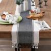 imageDII Dobby Stripe Woven Table Runner 13x108 13x1135 Fringe Included Mineral GrayBlack