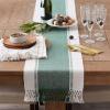 imageDII Dobby Stripe Woven Table Runner 13x108 13x1135 Fringe Included Mineral GrayDark Green