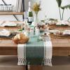 imageDII Dobby Stripe Woven Table Runner 13x108 13x1135 Fringe Included Mineral GrayDark Green