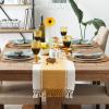imageDII Dobby Stripe Woven Table Runner 13x108 13x1135 Fringe Included Mineral GrayHoney Gold