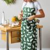 imageDII Everyday Pets Kitchen Collection Chef Apron Large Pockets ampamp AdjustableHunter Green Cat Print
