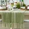 imageDII Farmhouse Braided Stripe Table Runner Collection 15x72 15x77 Fringe Included Navy BlueAntique Green