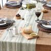 imageDII Farmhouse Braided Stripe Table Runner Collection 15x72 15x77 Fringe Included Navy BlueArtichoke Green