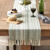imageDII Farmhouse Braided Stripe Table Runner Collection 15x72 15x77 Fringe Included Navy BlueArtichoke Green