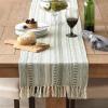 imageDII Farmhouse Braided Stripe Table Runner Collection 15x72 15x77 Fringe Included Navy BlueArtichoke Green