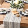 imageDII Farmhouse Braided Stripe Table Runner Collection 15x72 15x77 Fringe Included Navy BlueCool Gray