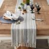 imageDII Farmhouse Braided Stripe Table Runner Collection 15x72 15x77 Fringe Included Navy BlueCool Gray
