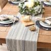imageDII Farmhouse Braided Stripe Table Runner Collection 15x72 15x77 Fringe Included Navy BlueCool Gray