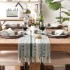 imageDII Farmhouse Braided Stripe Table Runner Collection 15x72 15x77 Fringe Included Navy BlueDark Green